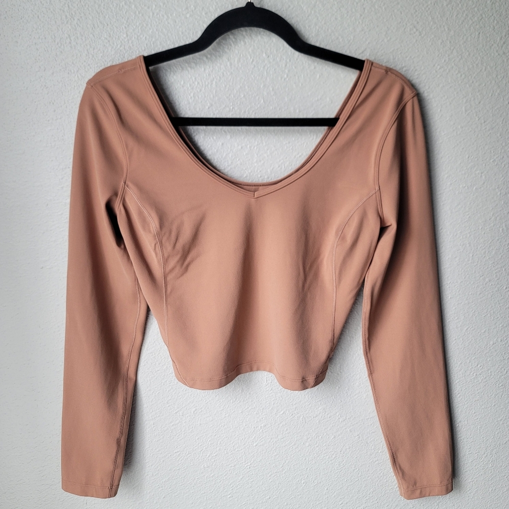 Lululemon Align Cropped Long Sleeve Top Size Medium* In Dusty Clay